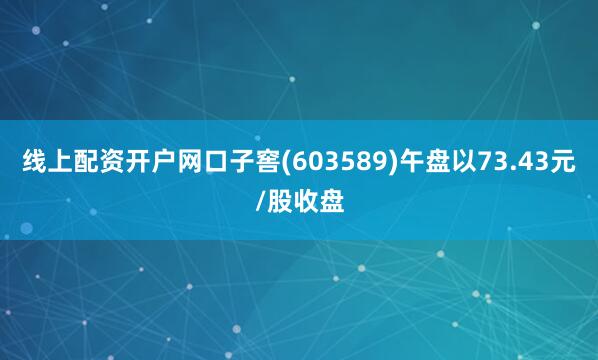 线上配资开户网口子窖(603589)午盘以73.43元/股收盘